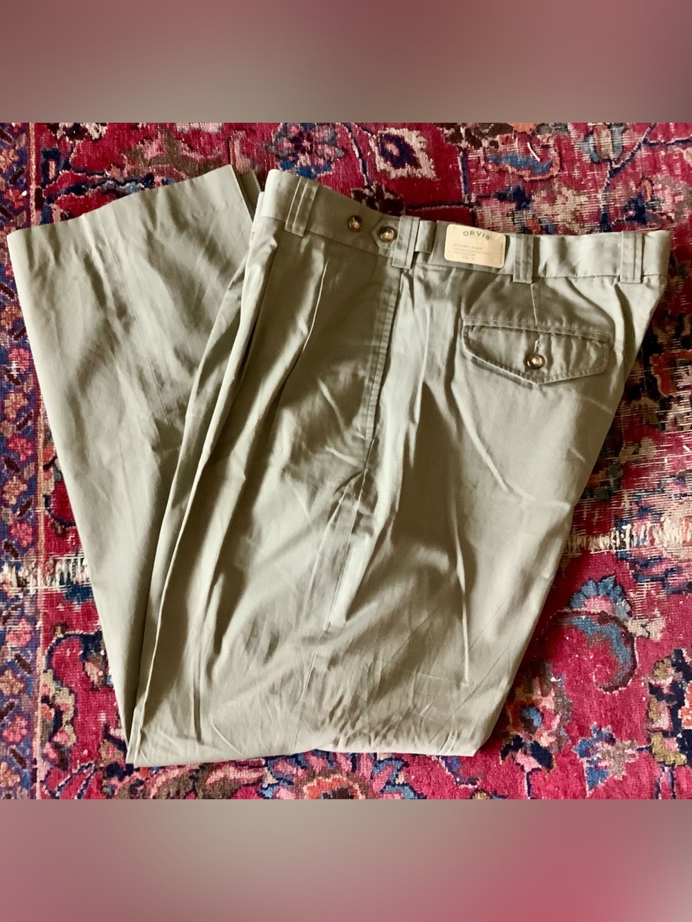 Orvis Men's Sage Green Pleated Chino Pants - Sz 42 NWT